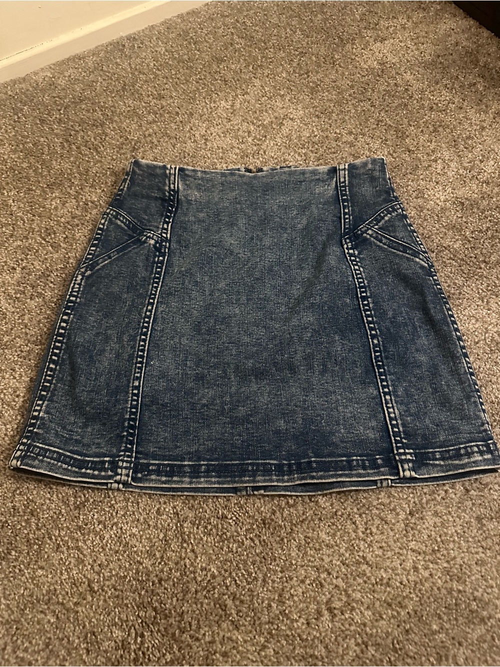 wild fable Dark Blue Washed Denim Mini Skirt